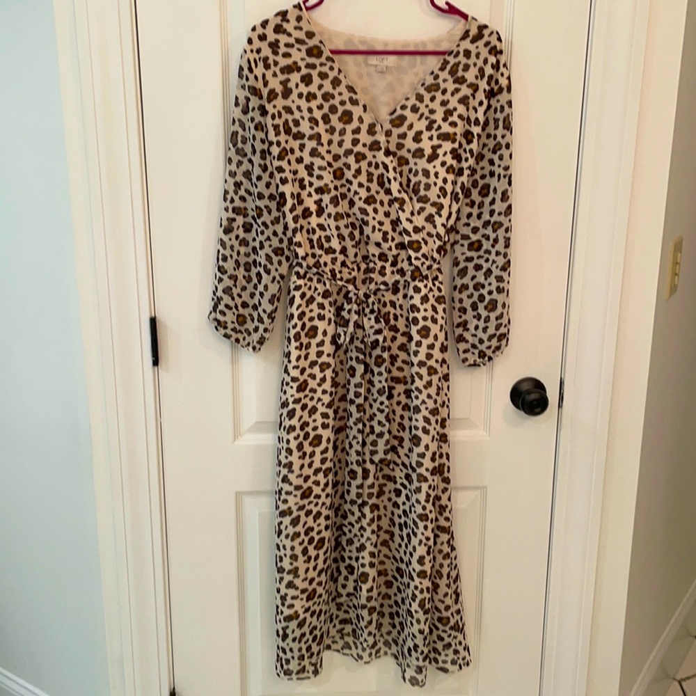 LOFT Cheetah print midi dress